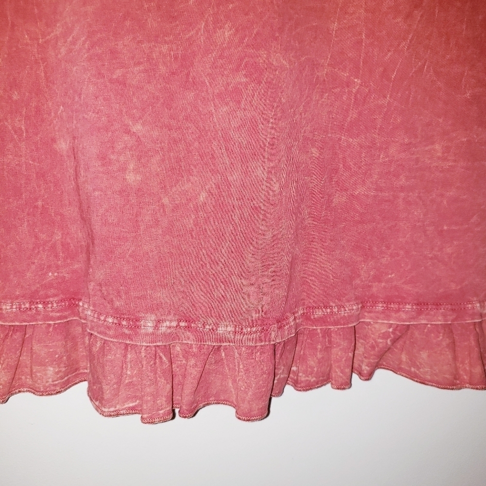 Altar'd State Acid Wash Rust Red Ruffle Tunic - Picture 3 of 5